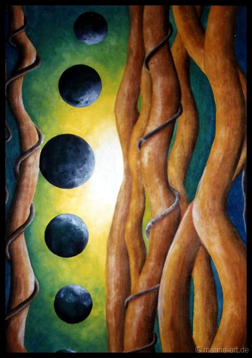 Gegen den Uhrzeigersinn nach oben Gouache und Aquarellstifte auf Papier;
50 x 70 cm